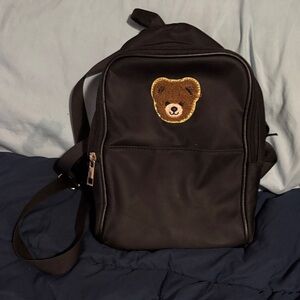 Kids Play Bear Patch Black  Crossbody Bag